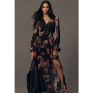 Hutch Black Floral Midi Dress